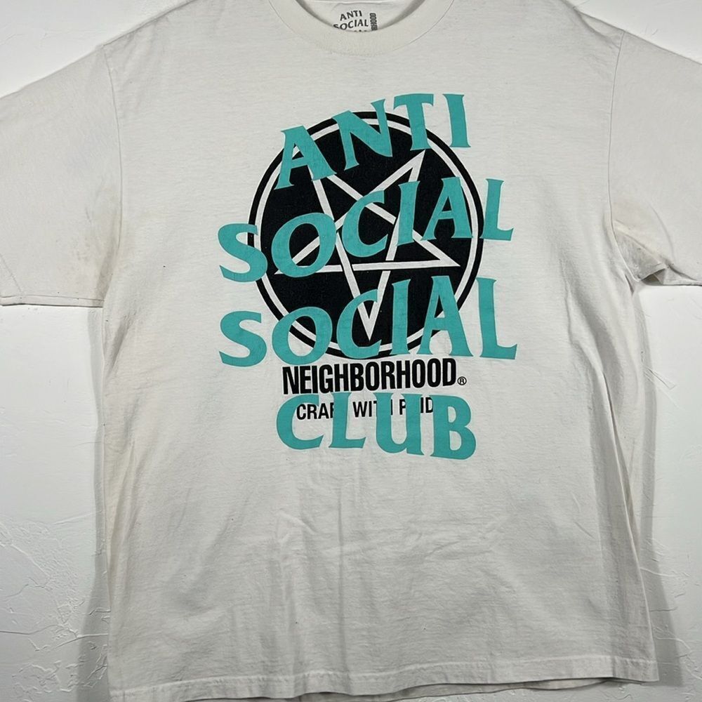 🔥 ANTI SOCIAL SOCIAL CLUB X NEIGHBORHOOD WHITE 'FILTH FURY' T-SHIRT XL - EUC